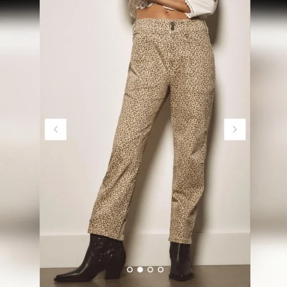 Pilcro The Wanderer Leopard Print Cargo Straight Leg Jeans Size 27 - Picture 1 of 12